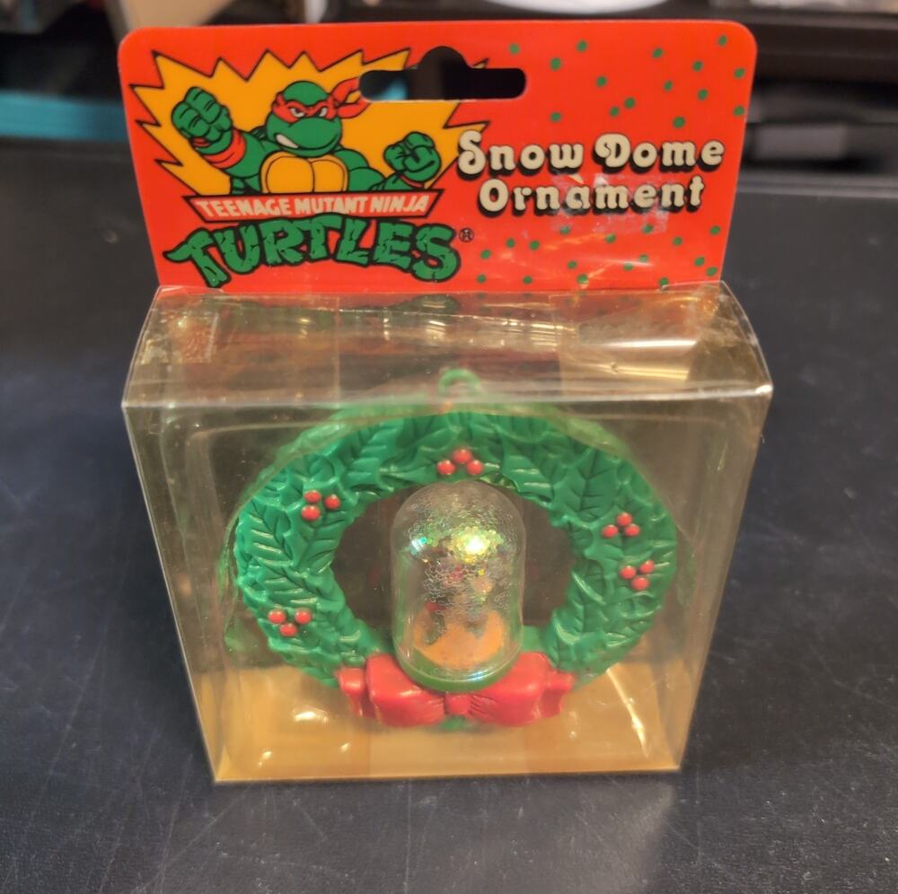 Vintage TMNT Snow Dome Ornament In Package Raphael Mirage Studios Noteworthy